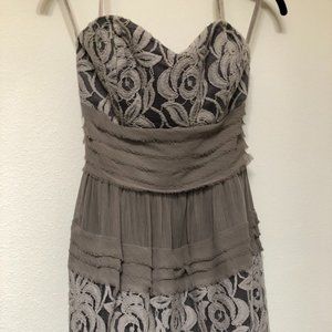 BCBGeneration Strapless Tiered Lace Maxi Gown